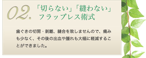 「切らない」「縫わない」フラップレス術式