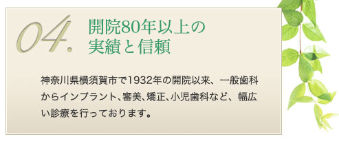 開院80年以上の実績と信頼